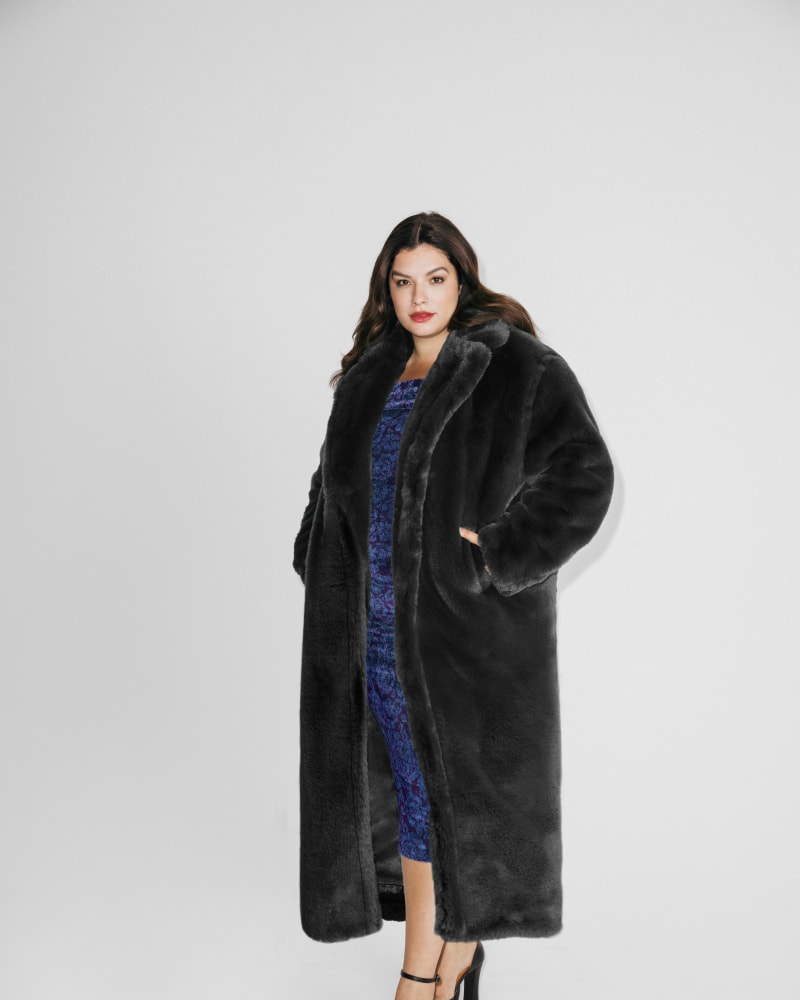 Black Long Faux Fur Teddy Coat Black